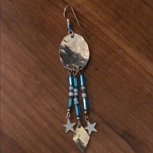 Gold and Blue Dangle Earrings